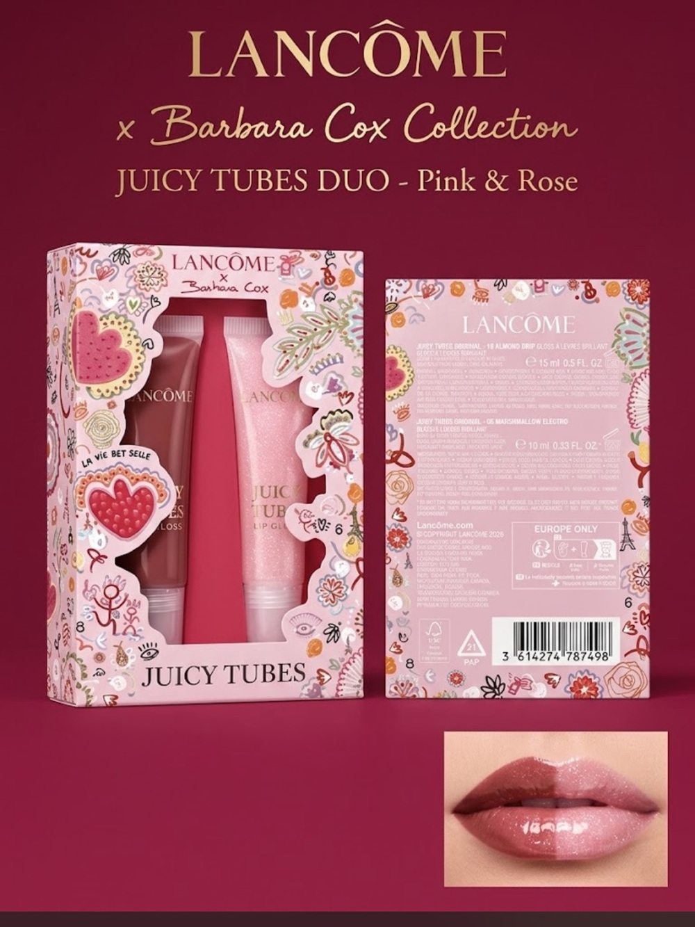 Lancôme nwt Juicy Tubes Lip Gloss Duo - Pink & Rose